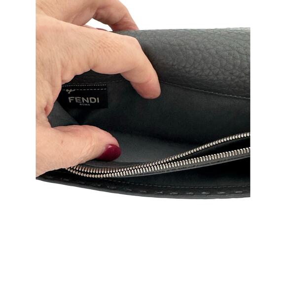 FENW42: Fendi Black Leather Turn-Lock Wallet - Picture 6 of 10